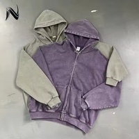 Hoodie Pria Oversize Trendy, Dapat Dikustomisasi, Batik Vintage, Distressed, Longgar, Zip-up, Berlapis Fleece, Gaya Streetwear