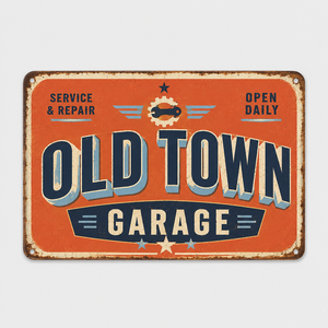 Panneau en fer « DAD'S GARAGE », « Mon garage, mes règles », affiche vintage, décoration murale pour garage masculin, réparation automobile, personnalisable, rétro - Product Image 1