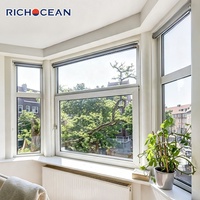 Fenêtres d'appartement modernes RICHOCEAN en aluminium noir traditionnel, résistantes aux intempéries, avec verre acoustique et verrouillage multipoints