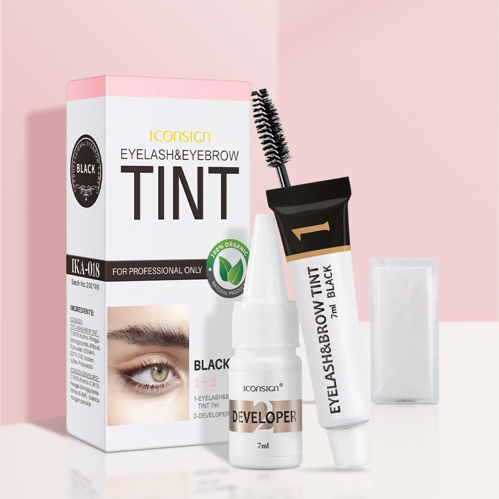 Tinte de cejas, superventas, kit de tinte de pestañas y tinte de cejas de alta calidad, conjunto de tinte en crema para teñir cejas semipermanente ICONSIGN