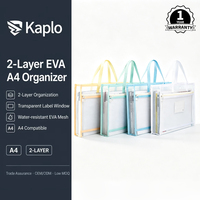Sac de rangement en maille A4 avec poignée, 2 couches, transparent, avec fenêtre pour étiquette, pour l'école, le bureau, fermeture éclair étanche