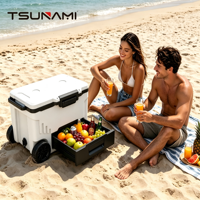 TSUNAMI Nouvelle glacière isotherme robuste de 42 L, type tiroir, pour aliments et boissons froides en extérieur, avec compartiment de refroidissement intégré