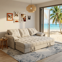 Modernes Ausziehbares Schlafsofa Gepolstertes Ecksofa Luxuriöses Stoffbezogenes Sofa-Bett für Kleine Wohnungen und Villen