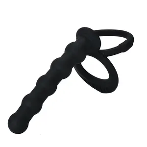 Neue Doppel Cock Ring Silikon Pull Perlen Back Court weiblich männlich Prostata Adult Sexspielzeug Anal Plug für Männer