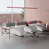 Chaise de bureau minimaliste de luxe léger, combinaison moderne, table de personnel blanche 2-4 places avec fonction de rangement et gestion des câbles