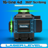 Niveau laser vert 4D 16 lignes Mamidw avec télécommande, affichage LED de la puissance et rotation à 360° °   Fonction d'auto-nivellement, pour batterie 18v