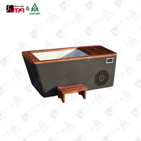 Vapasauna – Vente directe usine – Baignoire froide moderne de haute qualité avec refroidisseur intégré – Baignoire autoportante en acrylique noir en forme de bateau avec cèdre
