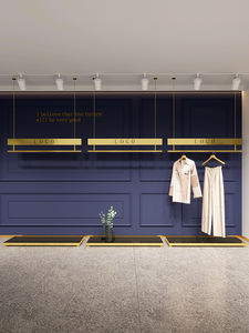 Soporte de ropa bonito de alta calidad, Riel de ropa de Metal, estante de exhibición de ropa montado en el techo montado en la pared <span class=keywords><strong>para</strong></span> tienda Boutique - Product Image 5