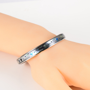 Brazaletes de mapa de las <span class=keywords><strong>islas</strong></span> hawaianas de concha de abulón negro pulseras de acero inoxidable para mujeres y hombres - Product Image 5