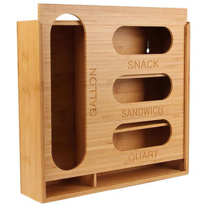 Organisateur de <span class=keywords><strong>rangement</strong></span> en bambou avec couvercle à fermeture éclair, compatible avec les contenants de type gallon et quart, idéal pour les sandwichs et les collations, pour tiroirs de placard rectangulaires - Product Image 1