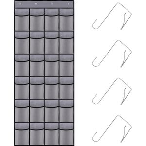 Over The Door <b>Shoe</b> Organizer 24 Pockets Breathable Mesh Hanging Storage Grey For <b>Shoes</b> Behind Doors On Walls - Product Image 1