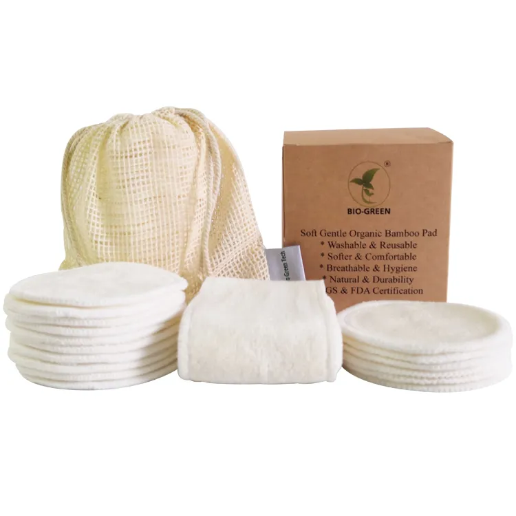 Beste Qualität Runde wieder verwendbare Bambus faser Baumwolle Organic Zero Waste Make Up Pads für das Gesicht