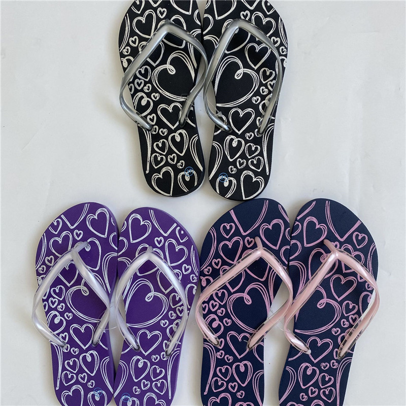 Women Summer Beach Slippers Flipflops Printing Rubber PE PVC Filp Flops Wholesale