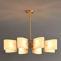 Lámpara de Techo de Lujo de Cobre con Pantalla de Tela, Moderna, con Ramas de Cristal, para Comedor, Hotel, Villa, Luz Elegante