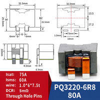 Inducteur de puissance à noyau de ferrite PQ3220, bobine CMS blindée magnétiquement avec fil de cuivre plat, 80A pour serveurs, VRM, pilotes IA et LED