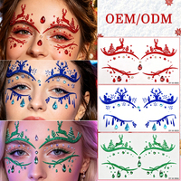 Autocollants de tatouage temporaire pour le visage et le corps, personnalisés OEM ODM, sexy, avec gel pailleté, acrylique, strass, non toxiques, pour femmes
