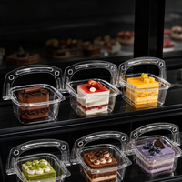 Scatola Quadrata Trasparente in PET per Pasticceria con Manico Integrato, Contenitore Usa e Getta a Conchiglia per Imballaggio Alimentare, Dimensioni Personalizzabili
