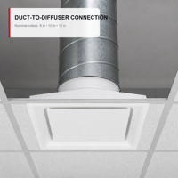 Diffuseur d'air en acier 24x24 pouces à 4 voies avec noyau fixe à 3 cônes pour plafond en T et mur latéral, ventilation commerciale CVC
