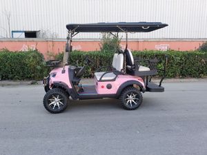 עגלת גולף חשמלית ורודה עם 4 מושבים, תאוצה חלקה ויוקרתית, ותאורת LED משולבת, עבור מגרש גולף יוקרתי. - Product Image 4