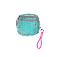 Sac de rangement en maille portable en forme de cube, style Instagram, thème dopamine, pour les voyages en plein air ; Trousse de toilette et de maquillage multifonctionnelle
