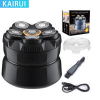 Alat Cukur Kepala Botak 6D Floating 6-Blade 2-in-1 10W Pisau Cukur Elektrik Layar LED Tipe-C 1400mAh Pengunci Perjalanan IPX7 Dapat Dicuci
