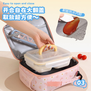 Insulated Lunch Bag Blue Transport Print For Kids School Portable Heat Insulating Waterproof Design - Product Image 4