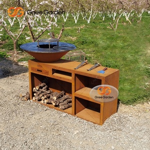 Outdoor Corten Steel <b>Bbq</b> Barbecue Fire Pit - Product Image 2