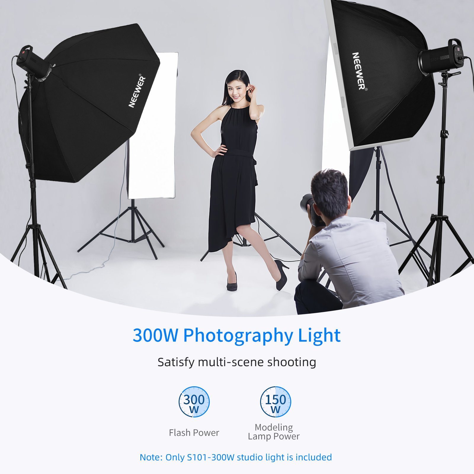 Neewer S101-300W Studio Moonlight Strobe Flash Light - 5600K