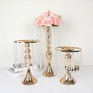 fake flower vase ornament outdoor wedding table centerpiece golden flower vessel Electroplated metal flower stand