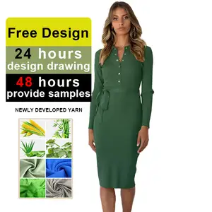 Cotton Split Tops With Pocket Open Front Light Green And Black Cloth Lime Short Knit shirt Mini Women Sweater Pullover Dress