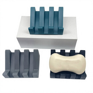 Custom Self-Draining Silicone <strong>Soap</strong> <strong>Dish</strong> Waterfall Shower <strong>Soap</strong> Holder Tray <strong>with</strong> <strong>Drain</strong> for Bath &amp; Toilet Supplies <strong>Soap</strong> Saver - Product Image 1