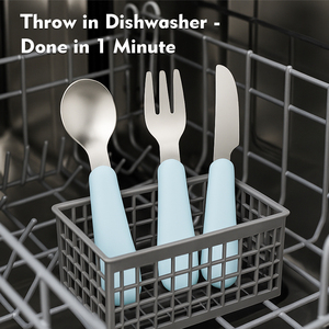 Ensemble de couverts pour enfants en acier inoxydable 316 écologique, lavable au lave-vaisselle, avec logo OEM/ODM, certifié CE/CPC, cuillère et fourchette incluses, vente en gros - Product Image 2