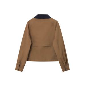 MYST & ZA vêtements pour femmes 2025 été nouveau Simple polyvalent contraste couleur revers <span class=keywords><strong>ciré</strong></span> veste ample manteau 4341776 - Product Image 6