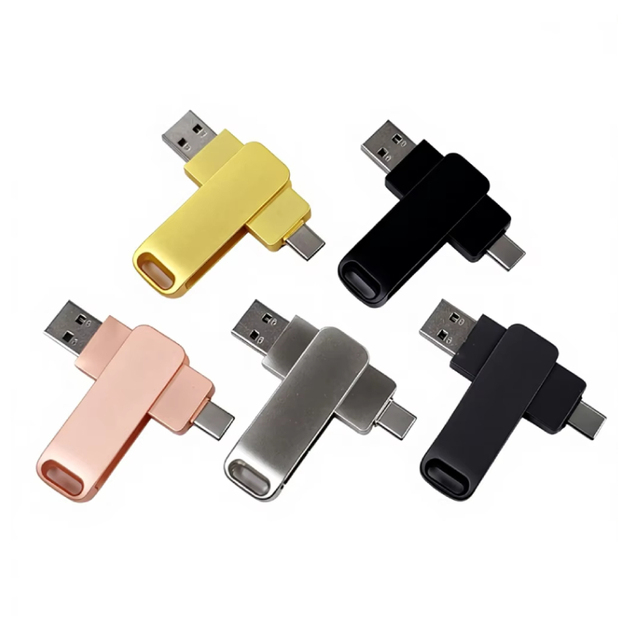 High Speed 360° Swivel USB Flash Drive 480 Mbps 10 Gbps Metal Pendrive for iphone 15/16 Notebook