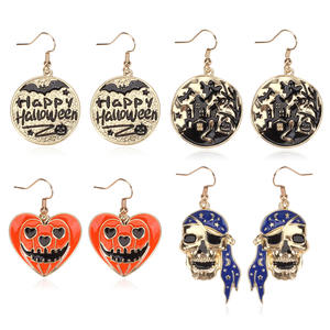 Pendientes de Halloween, joyería redonda de metal duradera para fiestas, para adultos, uso en interiores - Product Image 1