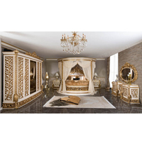 Ensemble de chambre à coucher turc fait main, lit rond à baldaquin, table de maquillage de luxe, armoire, mobilier de chambre principale haut de gamme