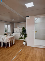 Maison conteneur extensible de 20 pieds, finition bois, villa préfabriquée avec cuisine, salle de bain, chambre individuelle, maisonnette pliable pour complexe hôtelier ou camping