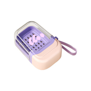 Double Layer Drain Soap Box With Lid Rectangular Travel Portable Soap Dish ABSPP Material Cartoon Pattern - Product Image 5