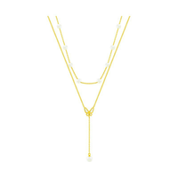 Collier tendance en acier inoxydable avec imitation perle et papillon