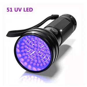 Linterna de aluminio 370-375nm, luz ultravioleta negra, 51 led UV, venta al por mayor de fábrica