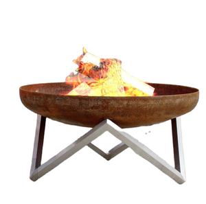Large <strong>Outdoor</strong> Stainless <strong>Steel</strong> Fire Pit Bowl - Patio &amp; Garden <strong>Fireplace</strong> with Wood Burner - Product Image 4