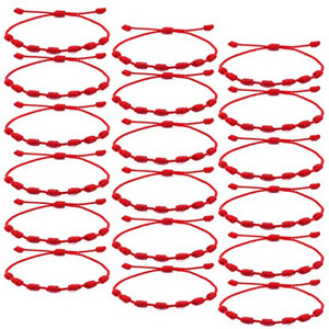 <span class=keywords><strong>Bracelet</strong></span> tressé en corde rouge nouée à sept couleurs multiples du fabricant <span class=keywords><strong>Bracelet</strong></span> d'amitié chanceux réglable à 7 nœuds - Product Image 2