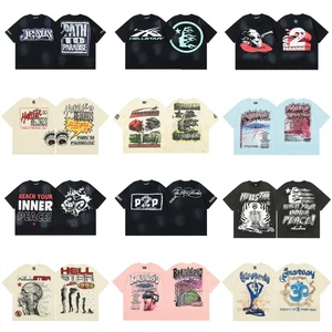 2026 American Trendy High Street <span class=keywords><strong>HELL</strong></span> Maglietta Unisex 240g Traspirante Lavata Effetto Vintage Casual Larga Retrò a Maniche Corte - Product Image 5
