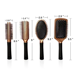 Salon 4Pcs Round Cushion Paddle Detangling Hair Brush Set Professional Hair Plastic Brushes Logo for Hair Styling Massage Scalp