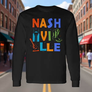 Camiseta de Manga Larga de Nashville, Recuerdo de la Ciudad de la Música, Regalo de Viaje con Diseño de Guitarra - Product Image 3