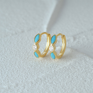 CANNER Pendientes de Aro Minimalistas de Plata de Ley 925 con Ojo Turco, Joyería Delicada Chapada en Oro de 18K - Product Image 2