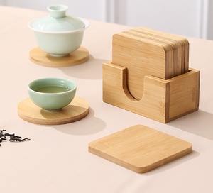 Sous-verres ronds personnalisés avec logo, protection pour table, pour boissons, café, table à manger, bar, peinture, gravure sur bois, cadeau promotionnel - Product Image 3