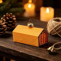 Décoration de Noël rustique en résine peinte à la main, en forme de ferme, à suspendre pour sapin de Noël, maison ou fête.