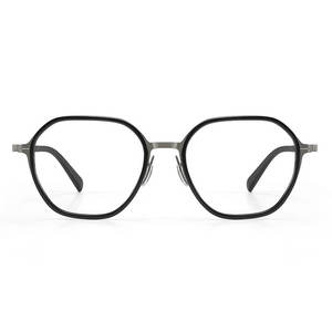 Monture de lunettes rétro géométrique pour homme Linde en titane pur, monture complète 26012, légère, Danyang - Product Image 1