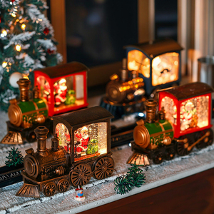 <b>Santa</b> Claus <b>Christmas</b> Oil Lamp Train Shape Glowing Water Wind Lamp <b>Christmas</b> Lights Gift Craft - Product Image 1